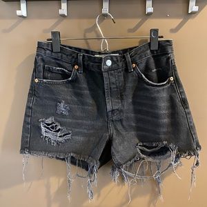 High rise ripped shorts